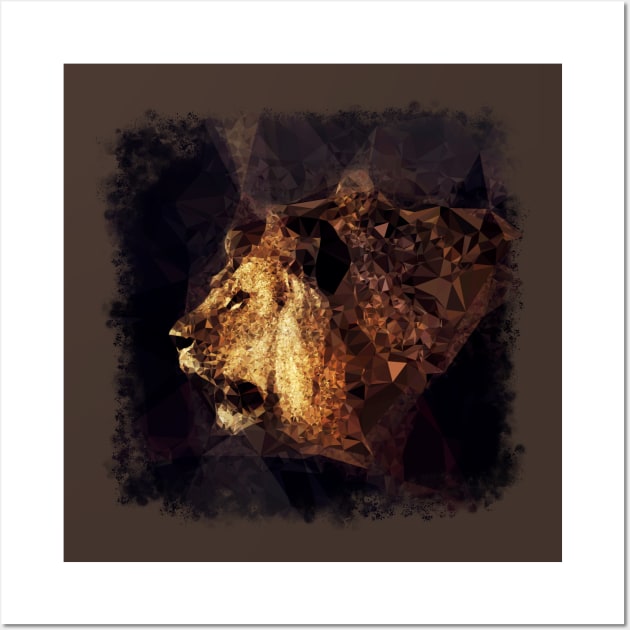 Low poly Golden Lion Wall Art by DyrkWyst